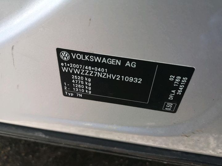 Photo 8 VIN: WVWZZZ7NZHV210932 - VOLKSWAGEN SHARAN 