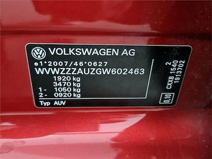 Photo 12 VIN: WVWZZZAUZGW602463 - VOLKSWAGEN GOLF SPORTSVAN DIESEL 