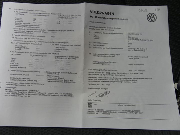 Photo 13 VIN: WVWZZZAUZJP058301 - VOLKSWAGEN GOLF 