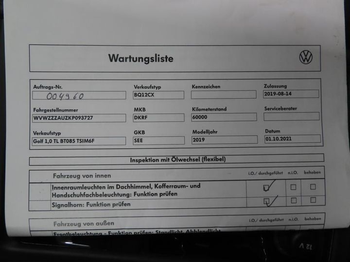 Photo 3 VIN: WVWZZZAUZKP093727 - VOLKSWAGEN GOLF 