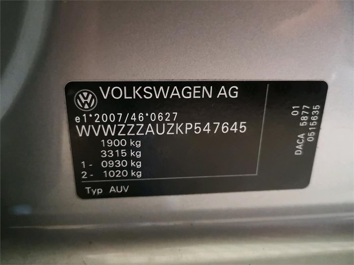 Photo 12 VIN: WVWZZZAUZKP547645 - VOLKSWAGEN GOLF VARIANT 