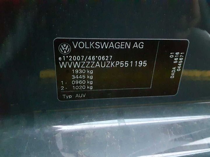 Photo 12 VIN: WVWZZZAUZKP551195 - VOLKSWAGEN GOLF 