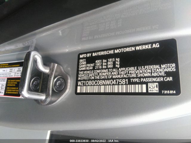 Photo 8 VIN: WZ1DB0C08NW047581 - TOYOTA GR SUPRA 