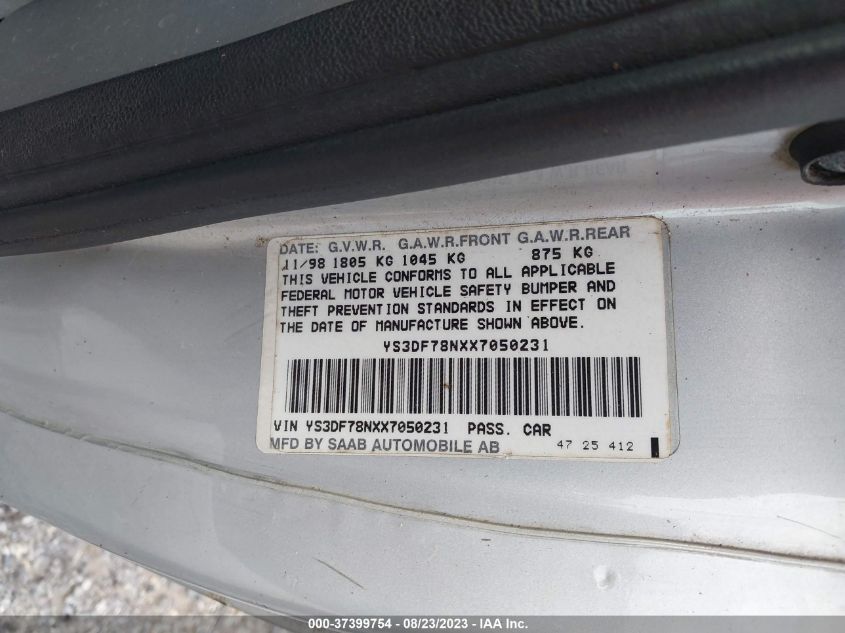 Photo 8 VIN: YS3DF78NXX7050231 - SAAB 9-3 