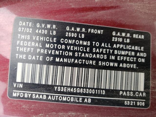 Photo 11 VIN: YS3EH45G633001113 - SAAB 9-5 AERO 