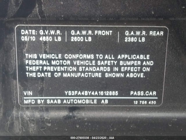 Photo 8 VIN: YS3FA4BY4A1612885 - SAAB 9-3 