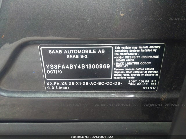 Photo 8 VIN: YS3FA4BY4B1300969 - SAAB 9-3 