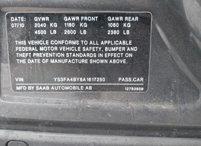 Photo 8 VIN: YS3FA4BY8A1617250 - SAAB 9-3 