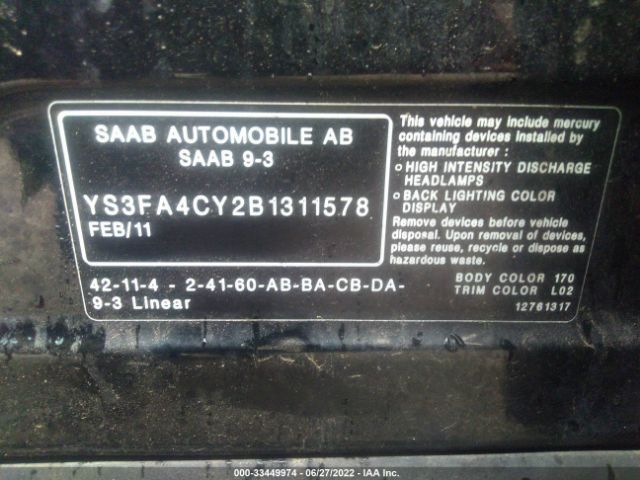 Photo 8 VIN: YS3FA4CY2B1311578 - SAAB 9-3 