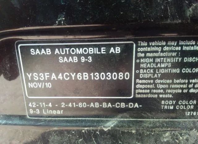 Photo 8 VIN: YS3FA4CY6B1303080 - SAAB 9-3 