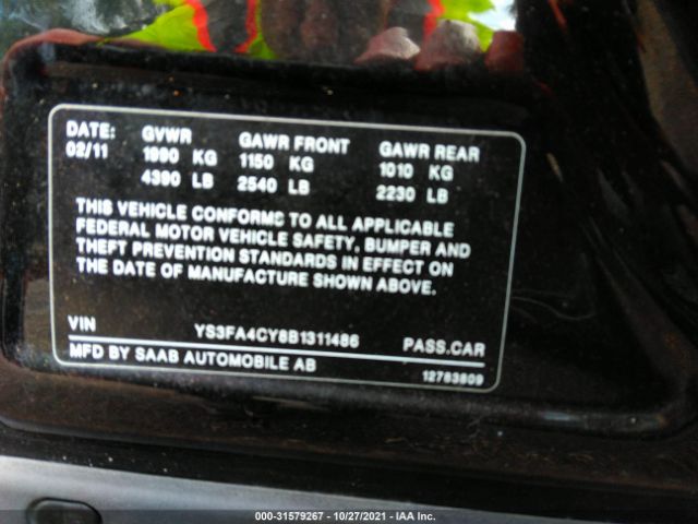 Photo 8 VIN: YS3FA4CY8B1311486 - SAAB 9-3 