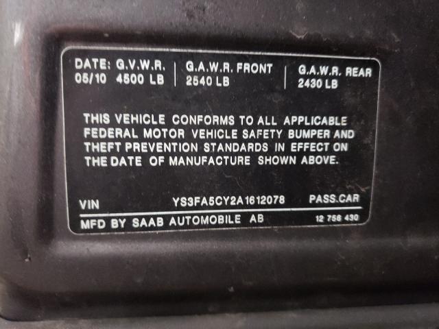 Photo 9 VIN: YS3FA5CY2A1612078 - SAAB 9-3 2.0T 