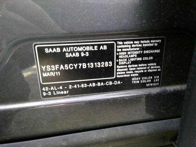 Photo 9 VIN: YS3FA5CY7B1313283 - SAAB 9-3 2.0T 