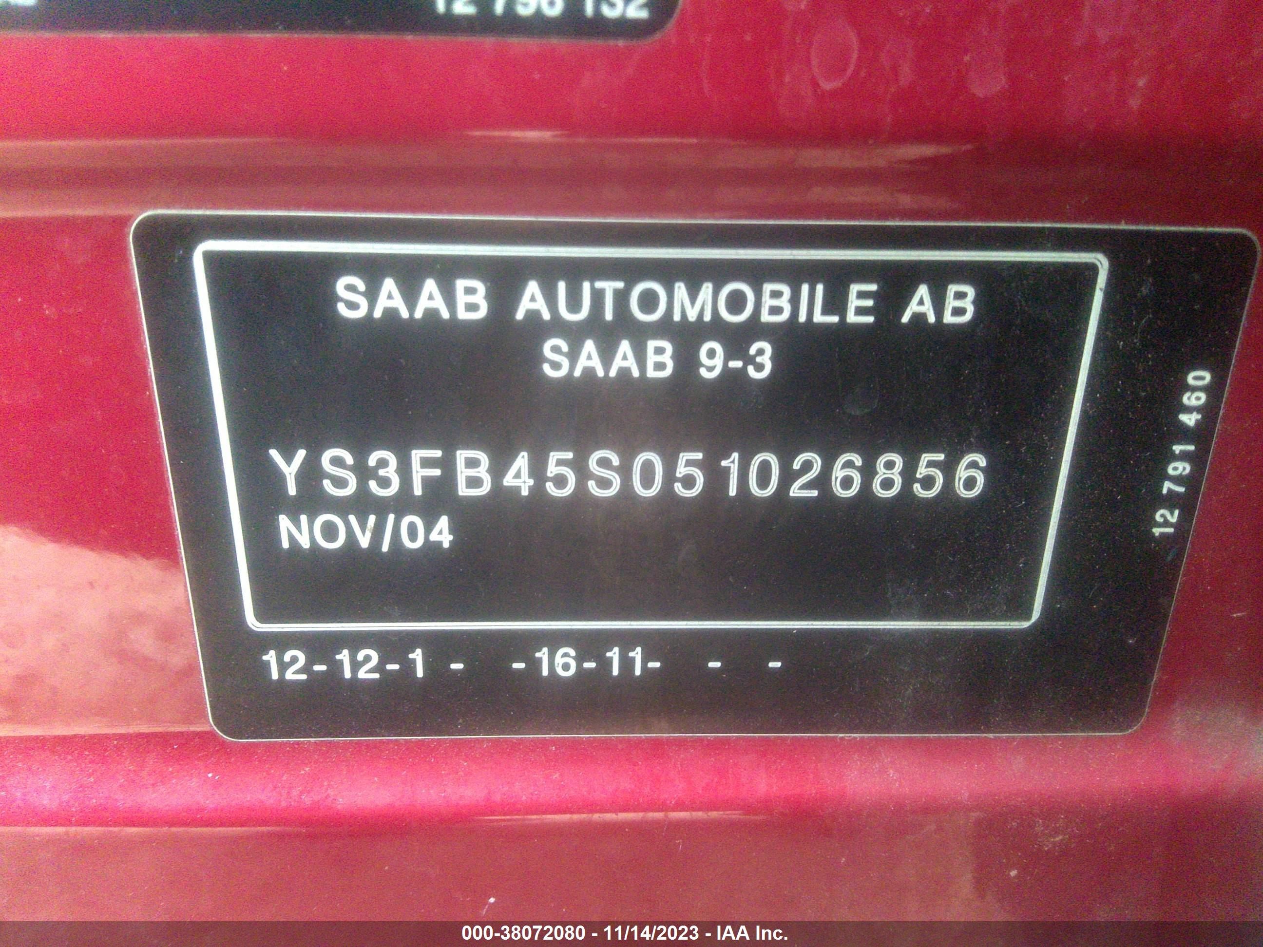 Photo 8 VIN: YS3FB45S051026856 - SAAB 9-3 