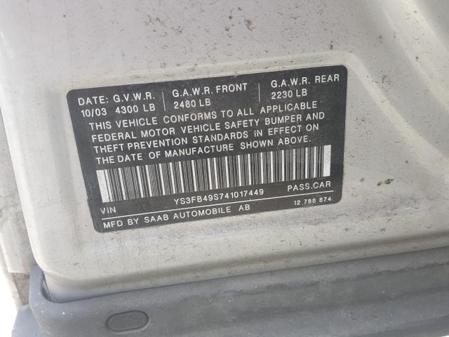 Photo 9 VIN: YS3FB49S741017449 - SAAB 9-3 LINEAR 