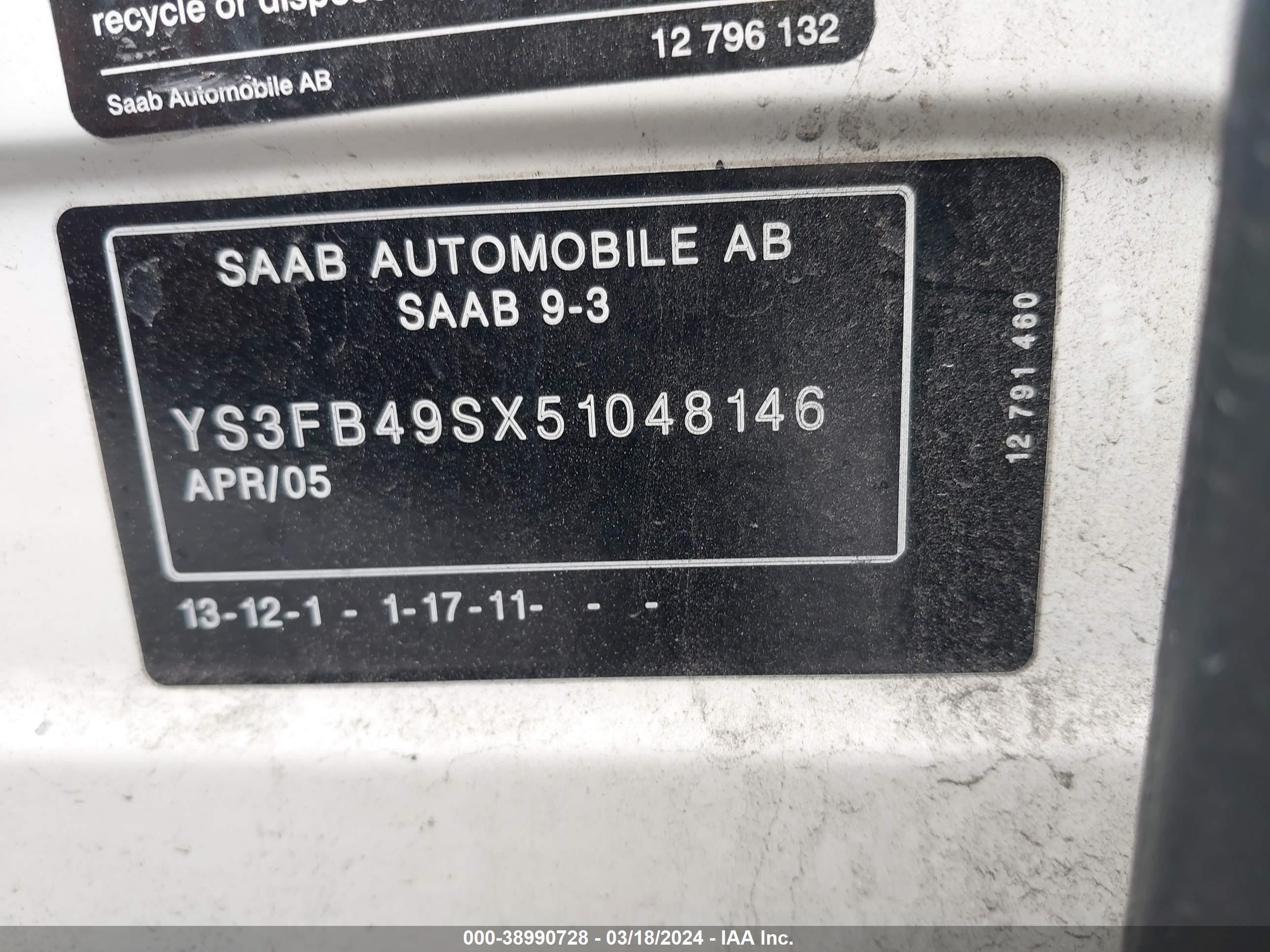 Photo 8 VIN: YS3FB49SX51048146 - SAAB 9-3 