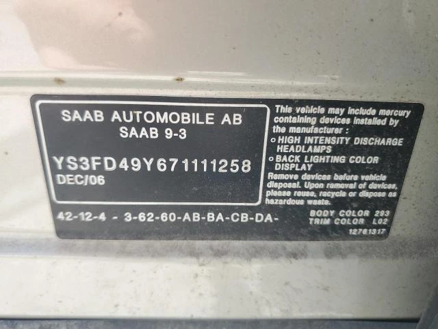 Photo 11 VIN: YS3FD49Y671111258 - SAAB 9-3 2.0T 