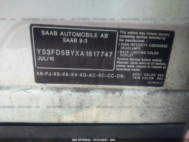 Photo 8 VIN: YS3FD5BYXA1617747 - SAAB 9-3 