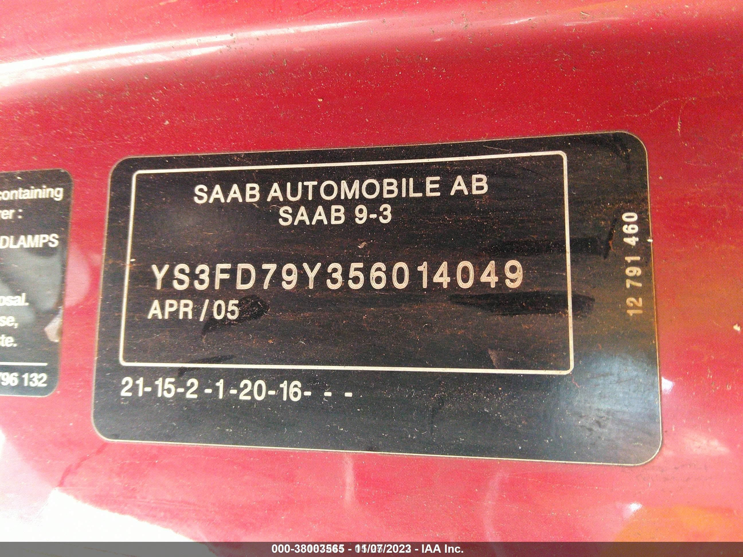 Photo 8 VIN: YS3FD79Y356014049 - SAAB 9-3 