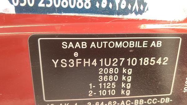 Photo 1 VIN: YS3FH41U271018542 - SAAB 9 