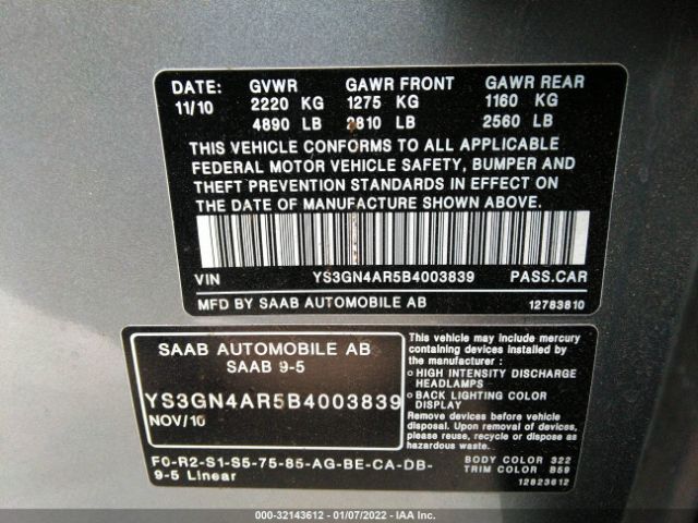 Photo 8 VIN: YS3GN4AR5B4003839 - SAAB 9-5 