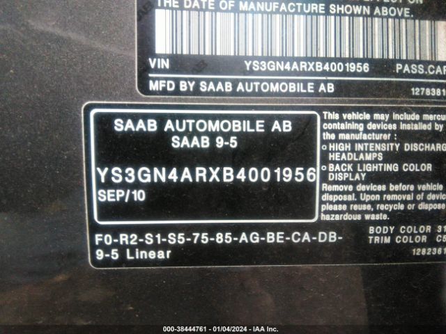 Photo 8 VIN: YS3GN4ARXB4001956 - SAAB 9-5 