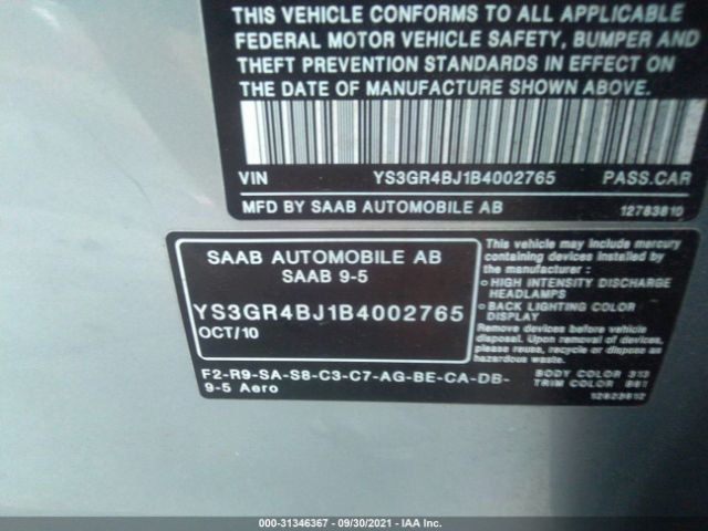 Photo 8 VIN: YS3GR4BJ1B4002765 - SAAB 9-5 