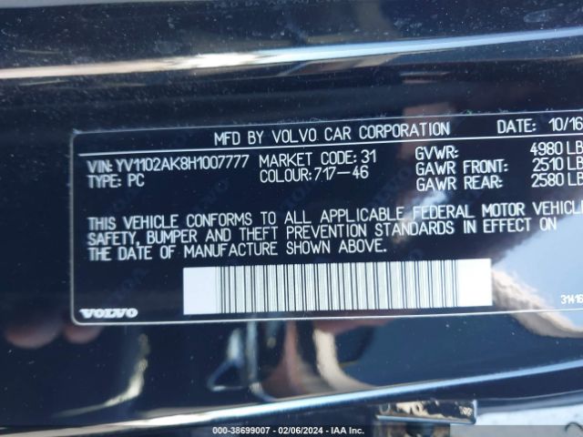 Photo 8 VIN: YV1102AK8H1007777 - VOLVO S90 