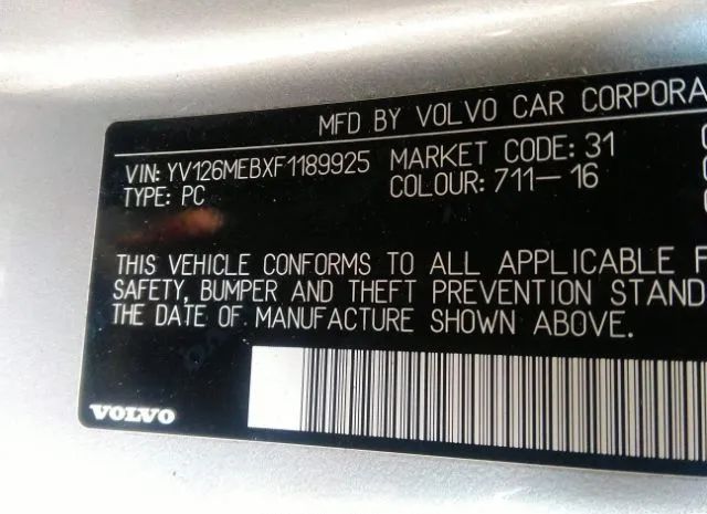 Photo 8 VIN: YV126MEBXF1189925 - VOLVO V60 