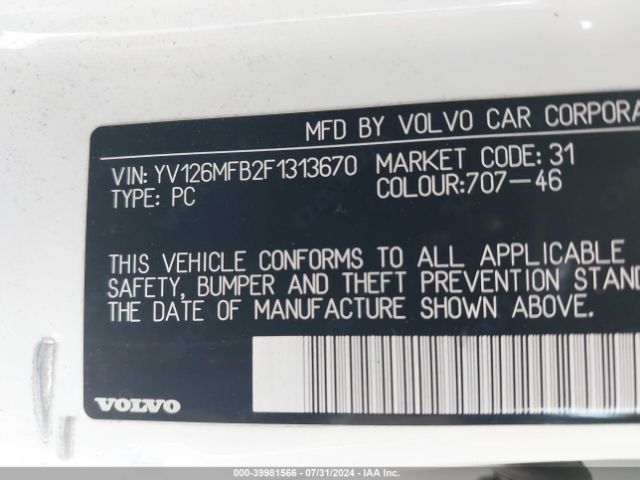 Photo 8 VIN: YV126MFB2F1313670 - VOLVO S60 