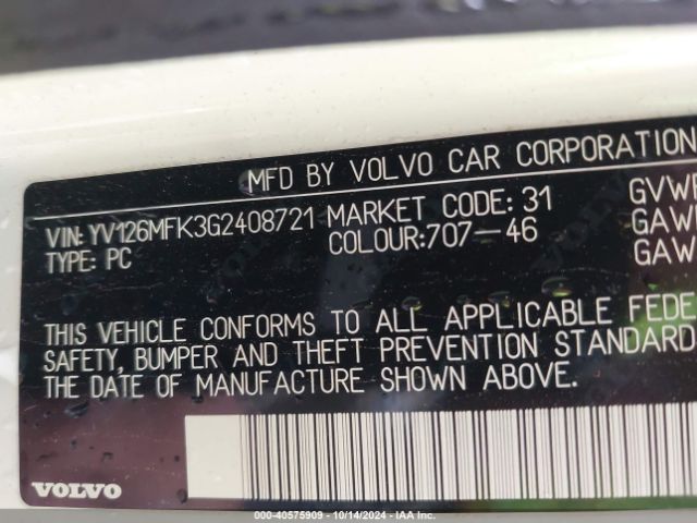 Photo 8 VIN: YV126MFK3G2408721 - VOLVO S60 