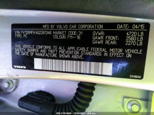 Photo 8 VIN: YV126MFK4G2391346 - VOLVO S60 