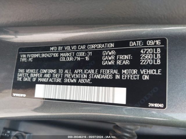 Photo 8 VIN: YV126MFL9H2427106 - VOLVO S60 