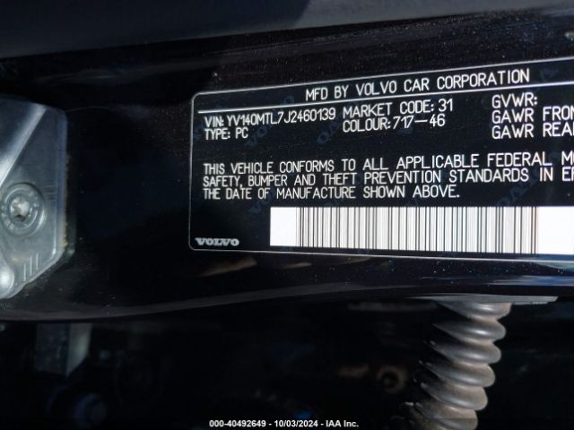 Photo 8 VIN: YV140MTL7J2460139 - VOLVO S60 