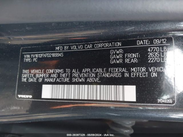 Photo 8 VIN: YV1612FH7D2189945 - VOLVO S60 