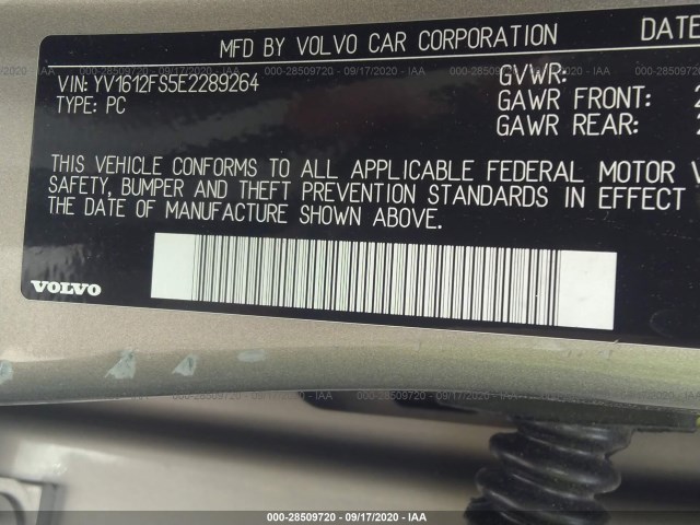 Photo 8 VIN: YV1612FS5E2289264 - VOLVO S60 