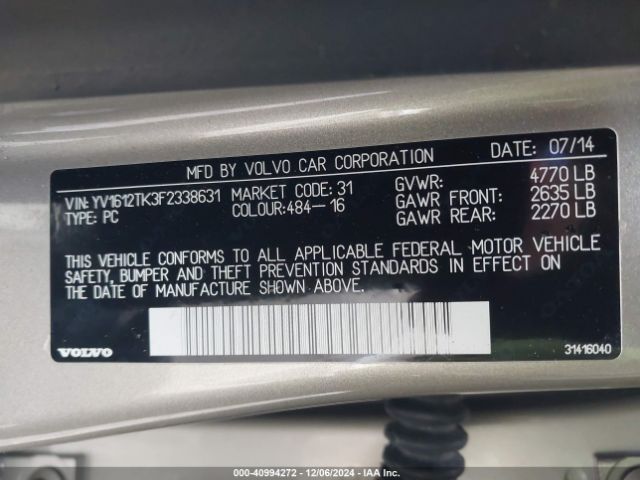 Photo 8 VIN: YV1612TK3F2338631 - VOLVO S60 