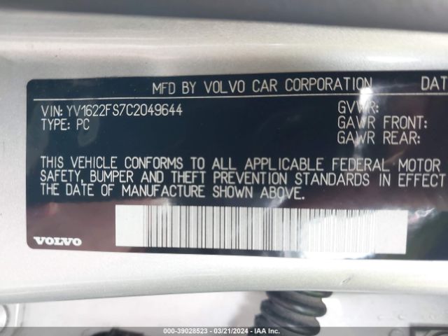 Photo 8 VIN: YV1622FS7C2049644 - VOLVO S60 