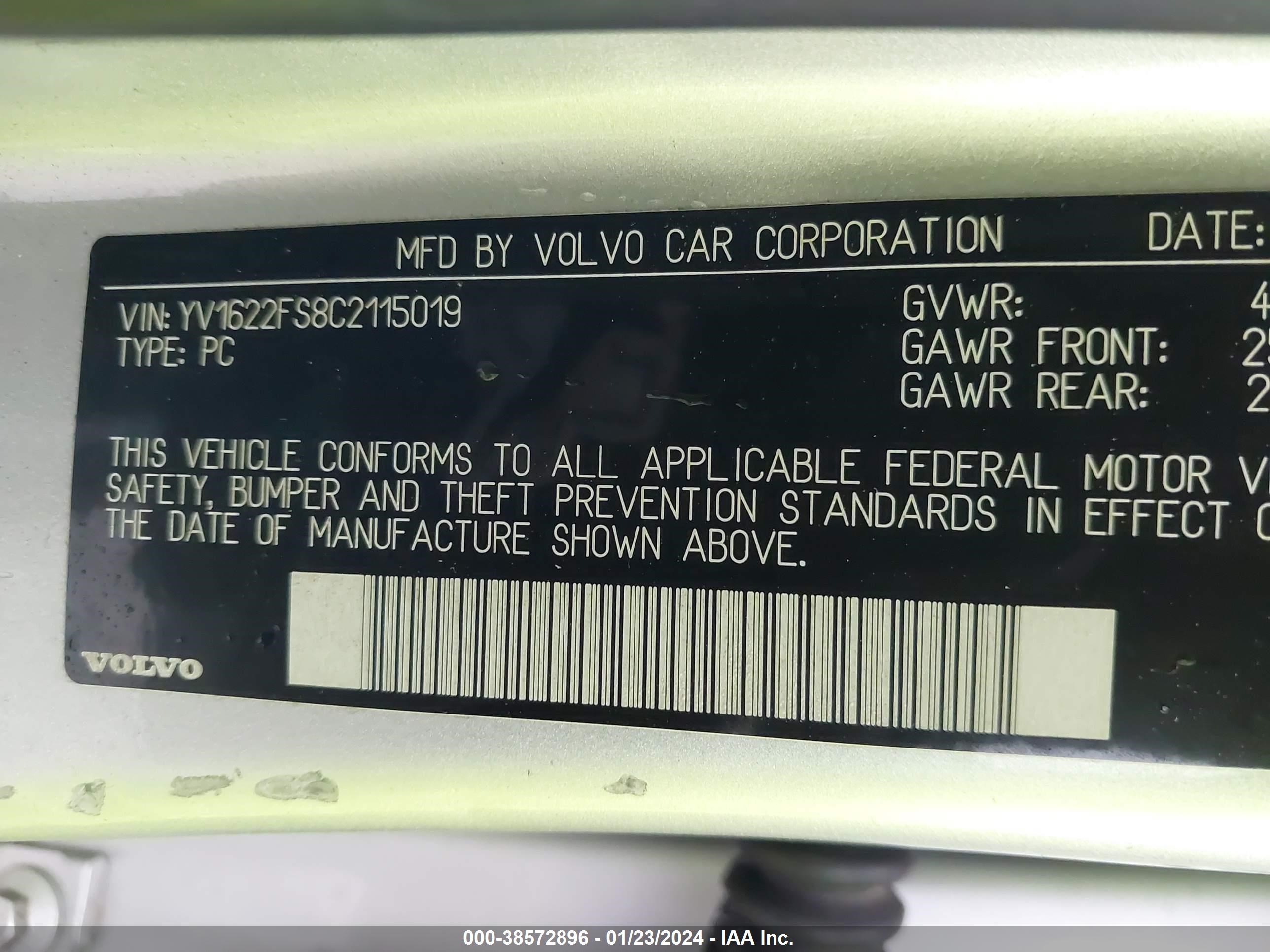 Photo 8 VIN: YV1622FS8C2115019 - VOLVO S60 