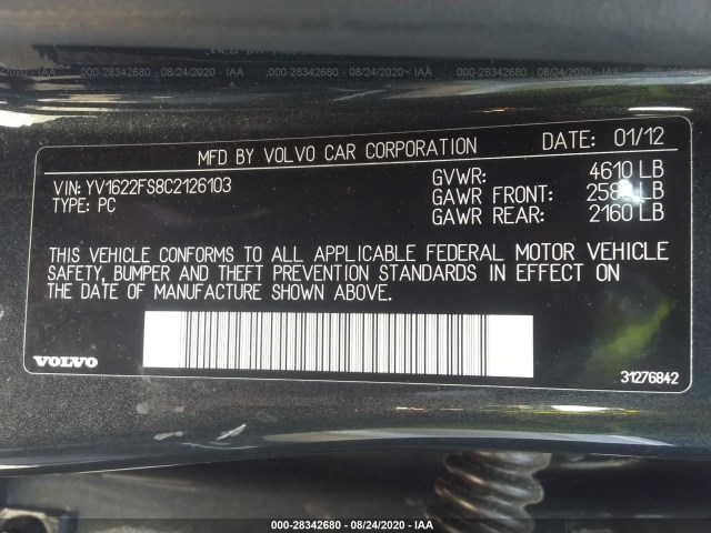 Photo 8 VIN: YV1622FS8C2126103 - VOLVO S60 