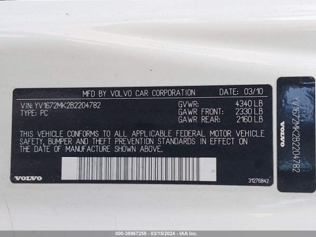 Photo 8 VIN: YV1672MK2B2204782 - VOLVO C30 