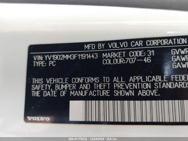 Photo 8 VIN: YV1902MM3F1191443 - VOLVO S80 