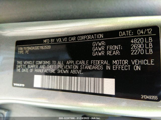 Photo 8 VIN: YV1940AS0C1163509 - VOLVO S80 