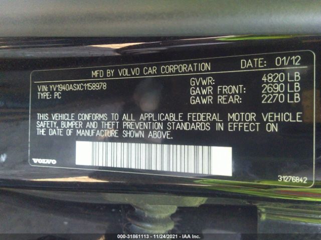 Photo 8 VIN: YV1940ASXC1158978 - VOLVO S80 