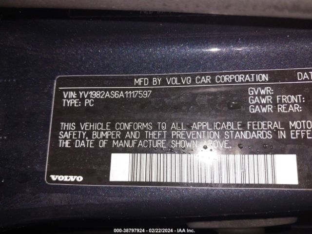 Photo 8 VIN: YV1982AS6A1117597 - VOLVO S80 