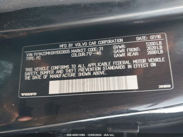 Photo 8 VIN: YV1A22MK6H1003605 - VOLVO S90 