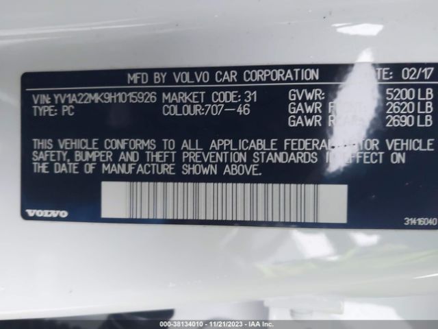 Photo 8 VIN: YV1A22MK9H1015926 - VOLVO S90 