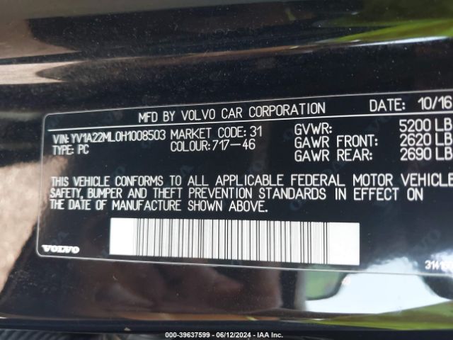 Photo 8 VIN: YV1A22ML0H1008503 - VOLVO S90 