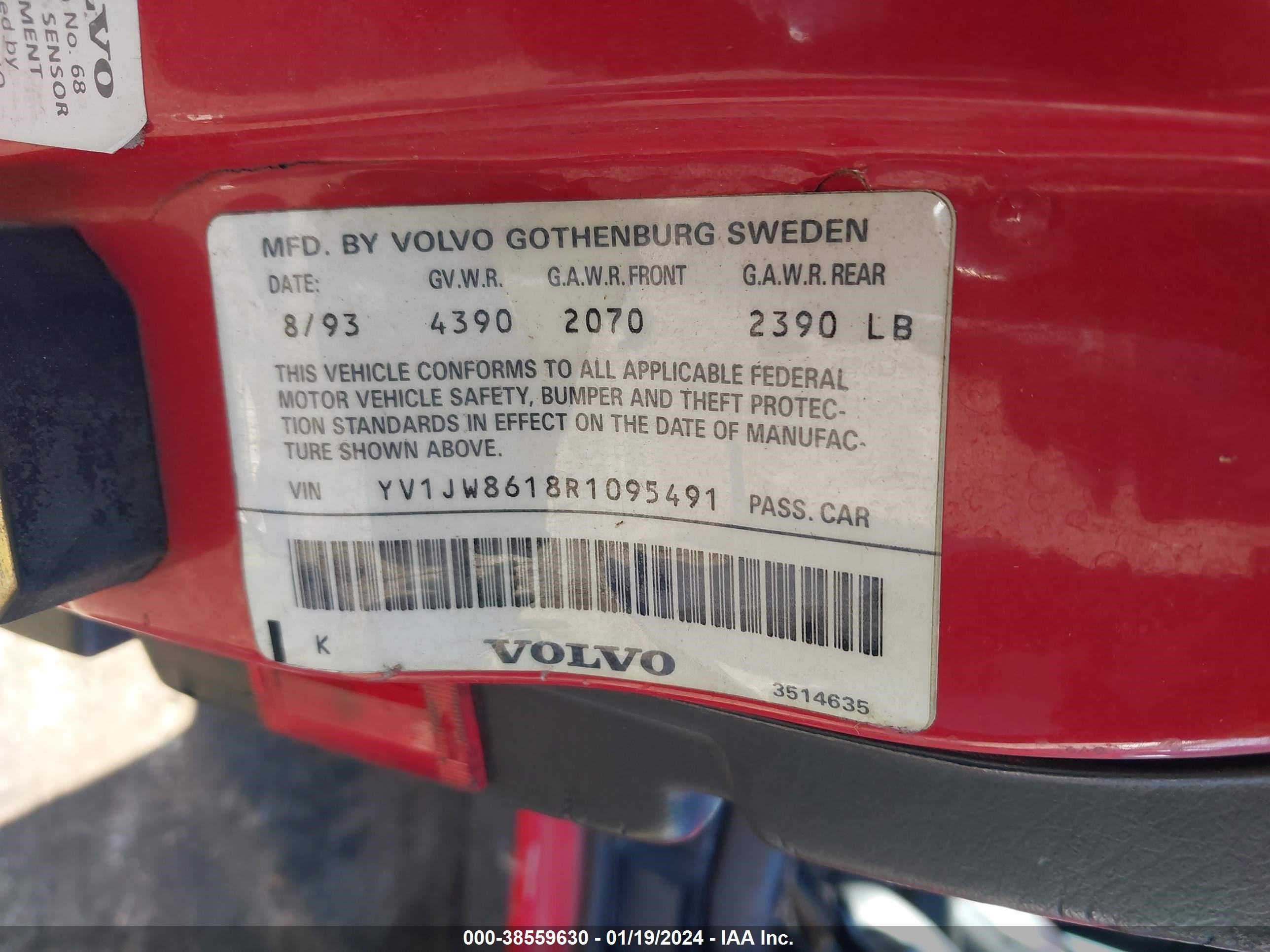 Photo 8 VIN: YV1JW8618R1095491 - VOLVO 940 