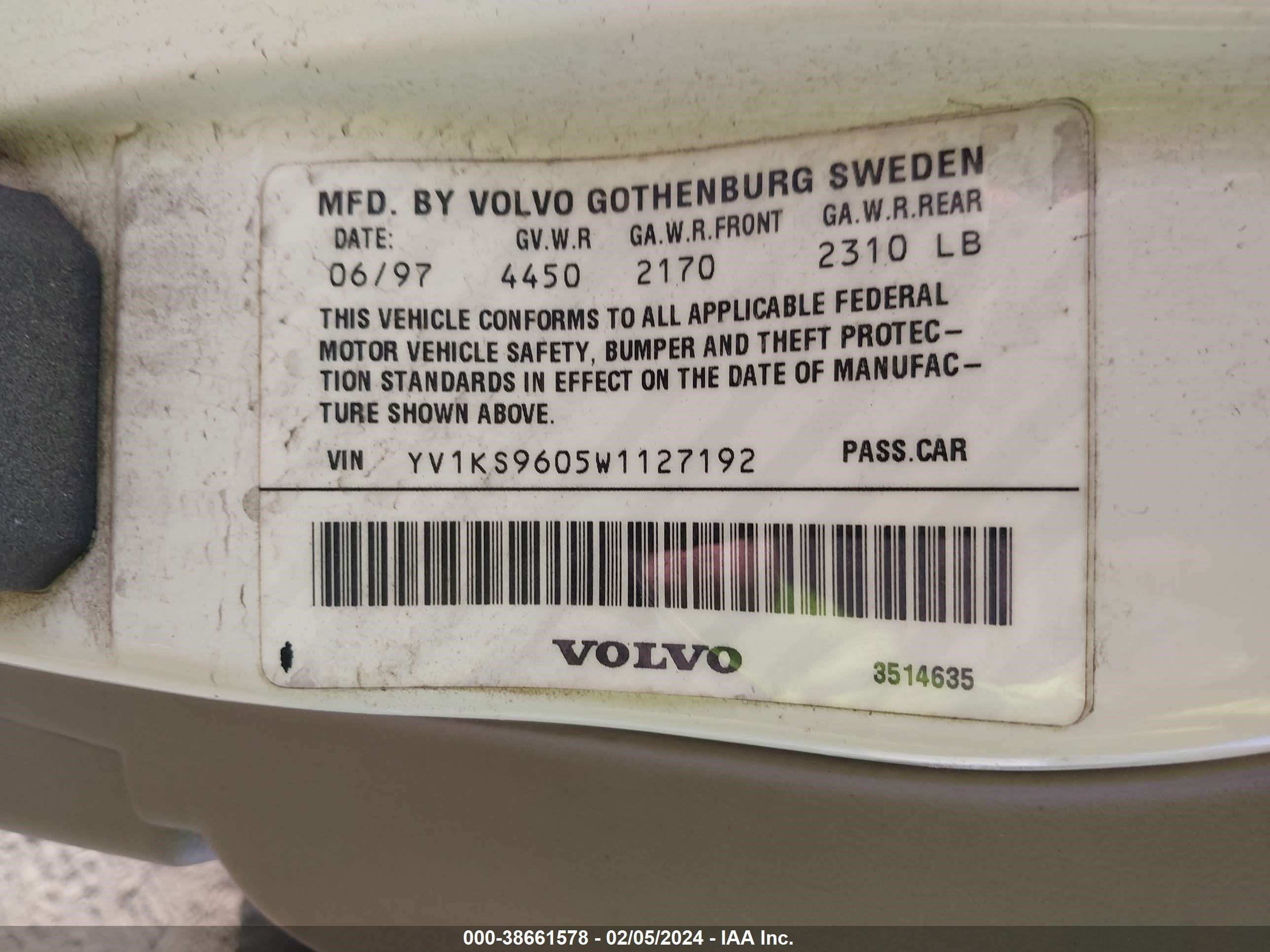 Photo 8 VIN: YV1KS9605W1127192 - VOLVO S90 